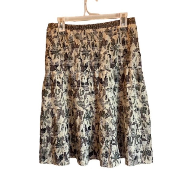 TORY BURCH White Smocked Floral  Ivory Wisteria Cotton SKIRT size 6​ - Picture 7 of 9